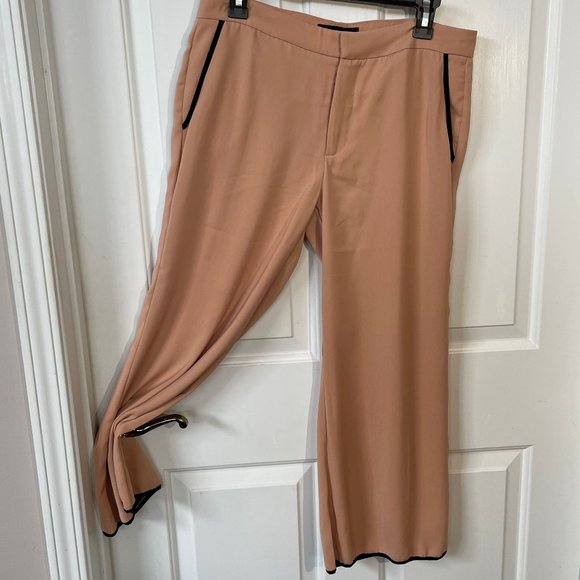 Ecru Studios light rose/tan Wide Leg Cropped Pants women’s size large - Picture 7 of 9